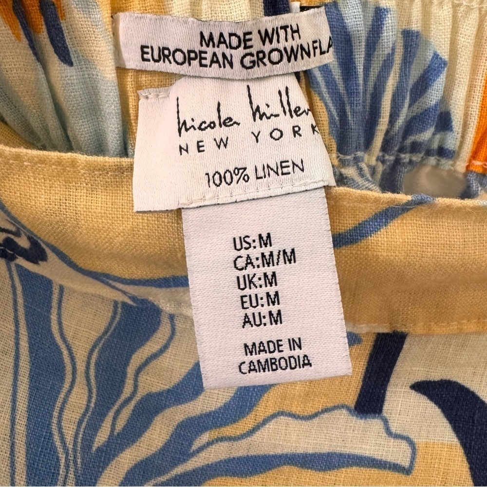 Nicole Miller 100% Linen Tropical Print Beach Vacation Midi Wrap Skirt Size M - Picture 7 of 7